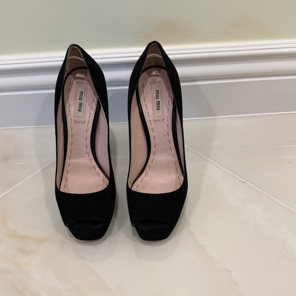 Miu Miu Black Peep Toe Heels